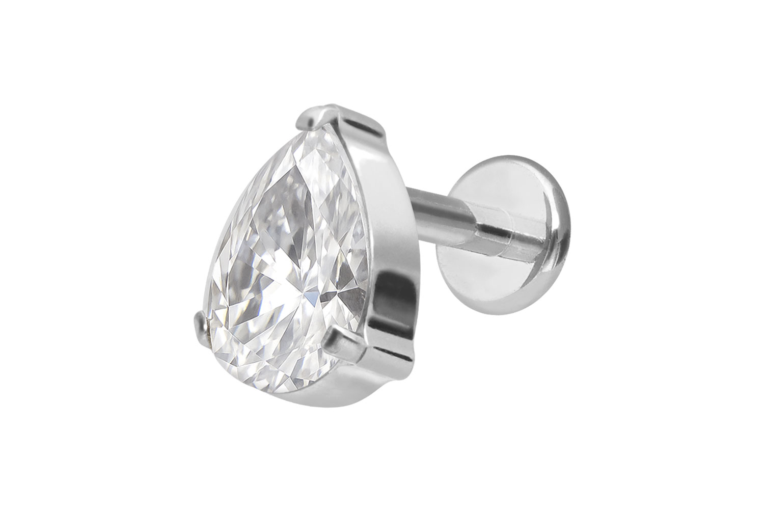 Premium Titan Labret Piercing mit Innengewinde KRISTALLTROPFEN